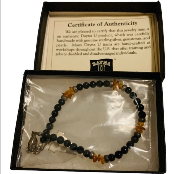 VANDERBILT UNIVERSITY GENUINE CHARM V BRACELET STERLING SILVER PEARLS GEMSTONE - Picture 4 of 15